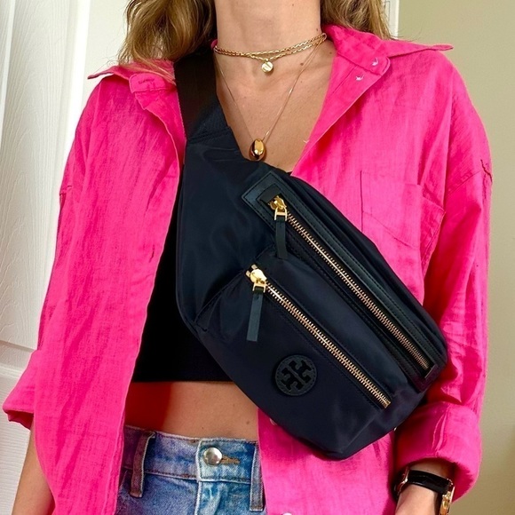 Tory Burch Handbags - NEW Tory Burch crossbody belt bag black nylon zipper gold-tone hardware NWT